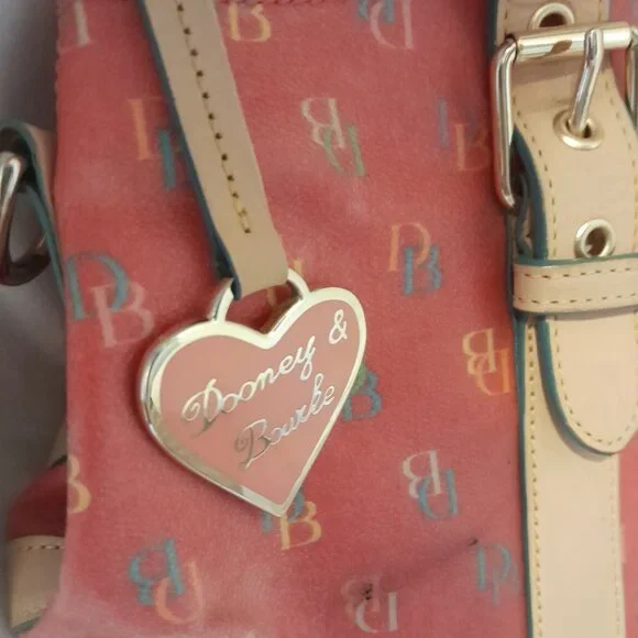 Vintage Y2K 2003 Dooney & Bourke Pink Monogram Domed Satchel Barbiecore - Picture 10 of 16